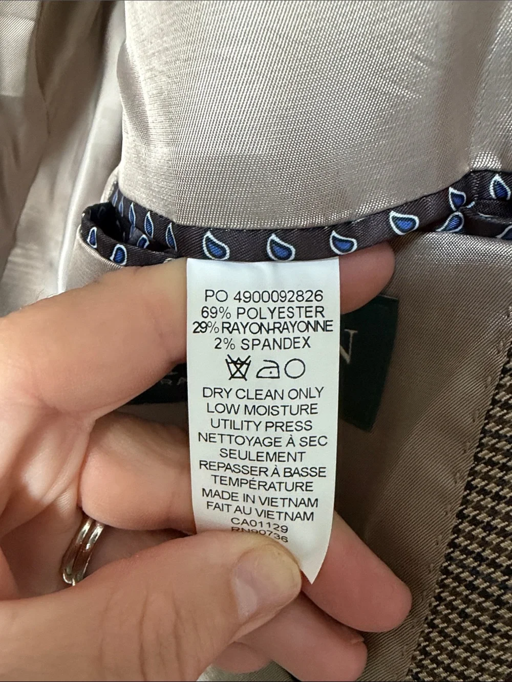 Ralph Lauren Tan Houndstooth Sport Coat Size 42L